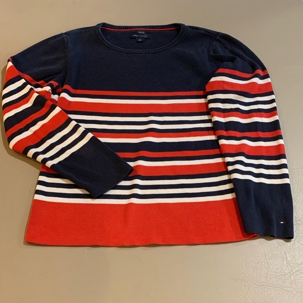 Tommy Hilfiger Navy Red & White Striped Pullover